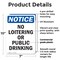 Signmission No Loitering Or Public Drinking OSHA Notice Sign, Plastic, 7in W x 10in L, 2PK OS-2PACK-NS-P-710-V-14699 - alternate 5